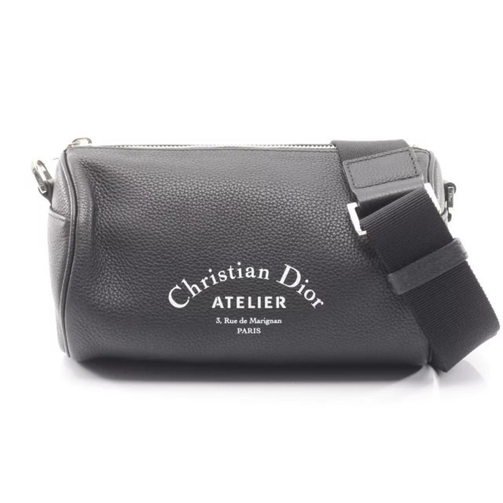 Christian Dior Atelier Roller Shoulder Bag Leather Black